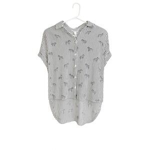 Jane + Delancey Zebra Print Button-Down Tunic Top (Sz S)